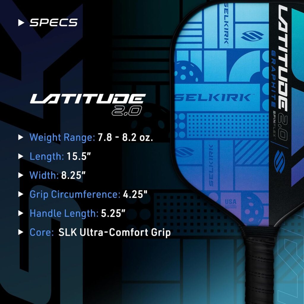 2024 SLK Latitude 2.0 Pickleball Paddle | G4 Graphite Pickleball Paddle Face | Rev-Core+ Technology with SpinFlex Surface | Redesigned for Performance and Control