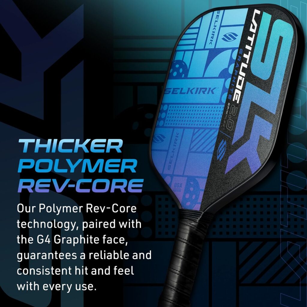 2024 SLK Latitude 2.0 Pickleball Paddle | G4 Graphite Pickleball Paddle Face | Rev-Core+ Technology with SpinFlex Surface | Redesigned for Performance and Control