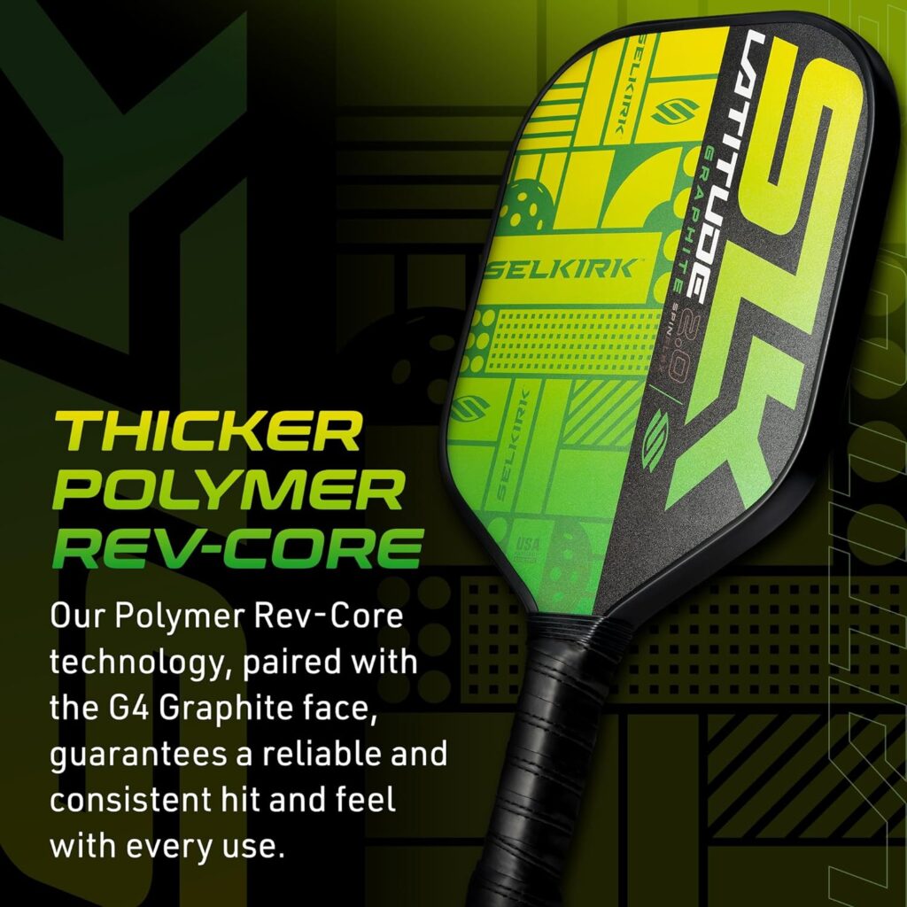 2024 SLK Latitude 2.0 Pickleball Paddle | G4 Graphite Pickleball Paddle Face | Rev-Core+ Technology with SpinFlex Surface | Redesigned for Performance and Control