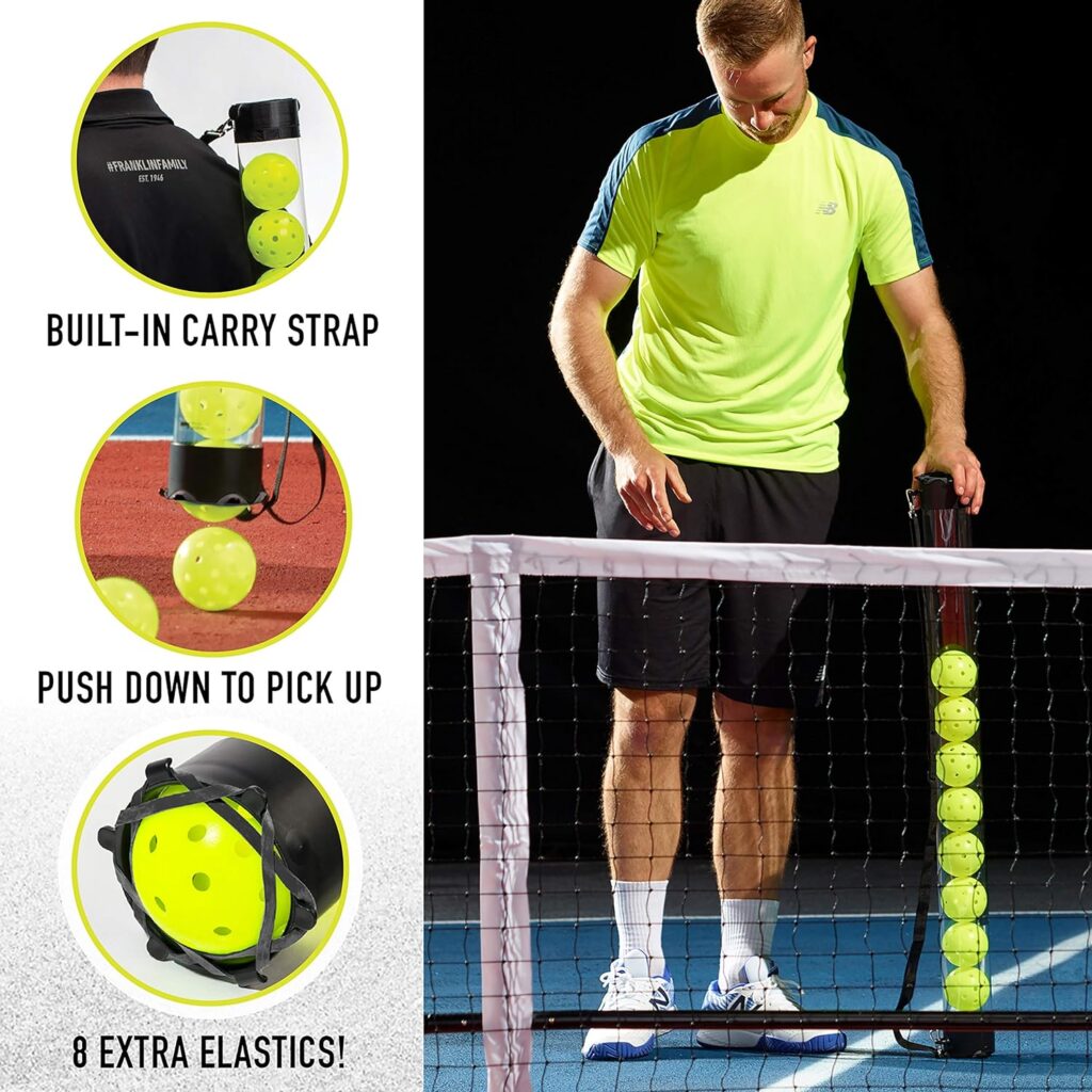 Franklin Sports Pickleball Retriever Tube + Ball Holder - 12 Ball Pickleball Ball Hopper + Picker Upper - Pickleball Accessories + Gear