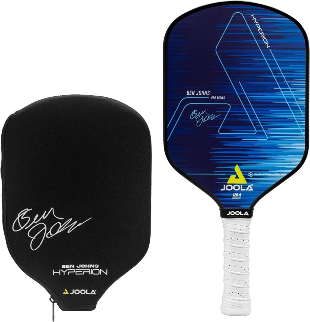 JOOLA Ben Johns Hyperion CAS Pickleball Paddle - Carbon Abrasion Surface with High Grit  Spin, Sure-Grip Elongated Handle, Pickleball Paddle with Polypropylene Honeycomb Core, USAPA Approved