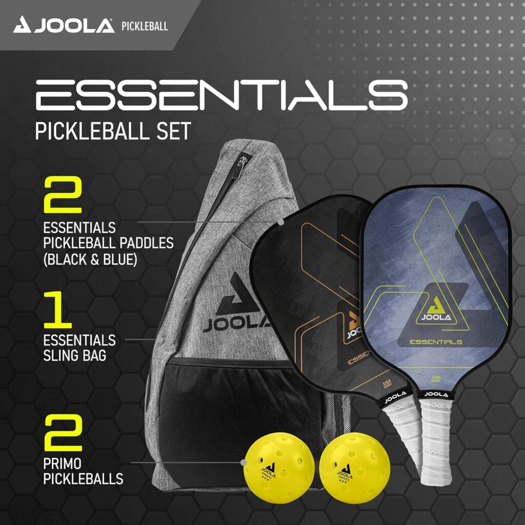 JOOLA Essentials Pickleball Paddles with Reinforced Fiberglass Surface and Honeycomb Polypropylene Core