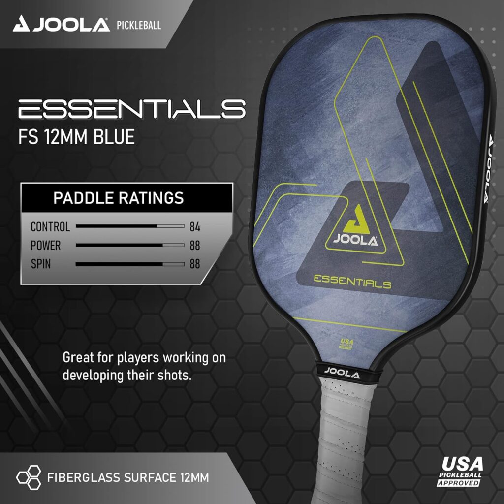 JOOLA Essentials Pickleball Paddles with Reinforced Fiberglass Surface and Honeycomb Polypropylene Core