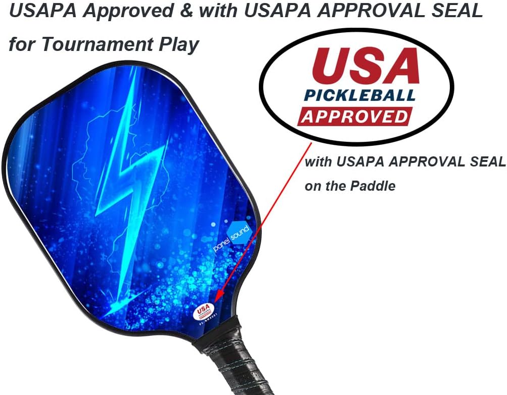 Panel Sound Pickleball Paddles, USAPA Approved Graphite Carbon Fiber/Fiberglass Pickleball Set of 2, Lightweight Pickleball Rackets Set with 1 Carrying Case, 2 Cooling Towels  4 Balls