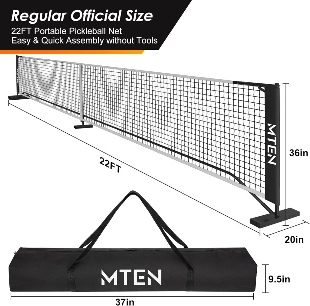 Pickleball Net, 22 FT USAPA Regulation Size Portable Pickleball Net, Steady Metal Frame for All-Weather Resistant Play in Backyards,Outdoor Indoor Driveway