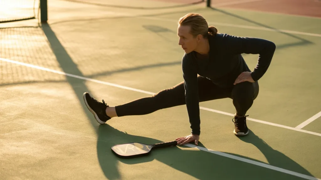 tranquil but powerful image of a beginner performing mobility drills